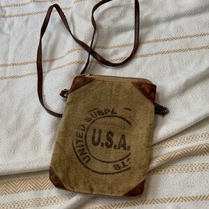 Mona B. Stamped Vintage Look Mini Crossbody Bag